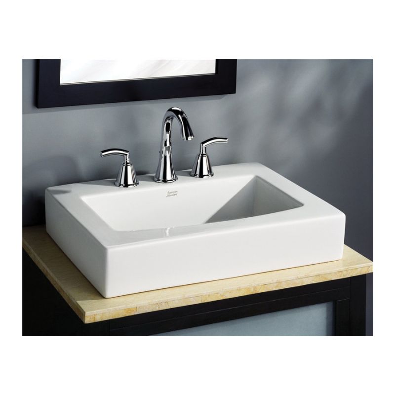 American Standard Boxe 0504008.020 Vessel Sink, Rectangle Basin, 8 in Faucet Centers, 23-1/4 in OAW, 17-1/2 in OAH White