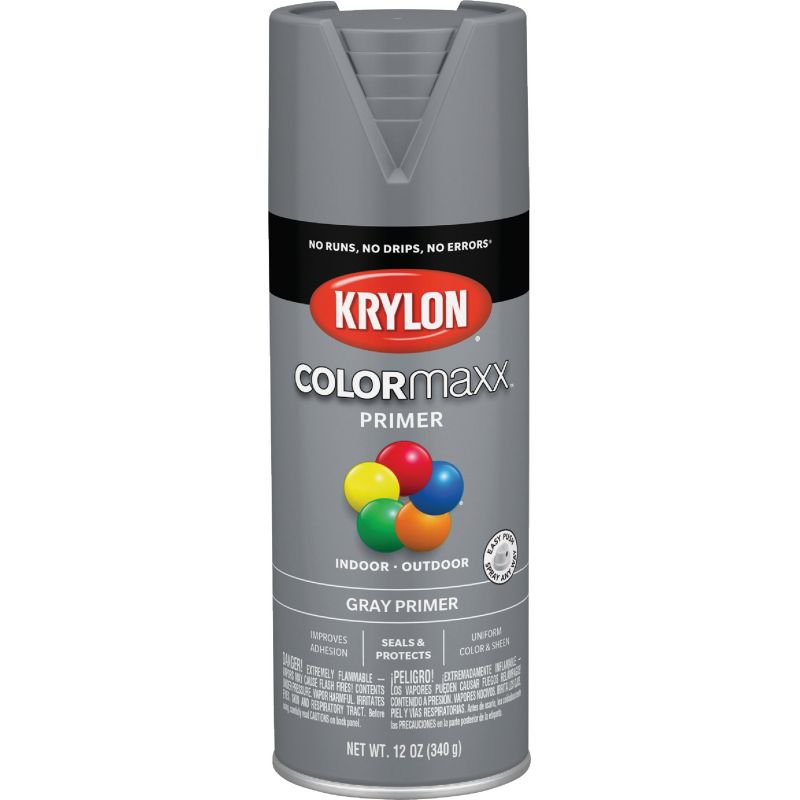 Krylon ColorMaxx Indoor/Outdoor All-Purpose Spray Primer Gray, 12 Oz.