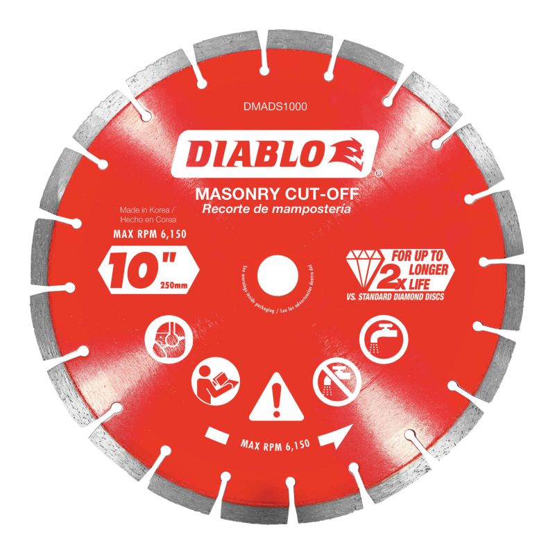 Diablo DMADS1000 Saw Blade, 10 in Dia, Segmented Rim, 1/PK