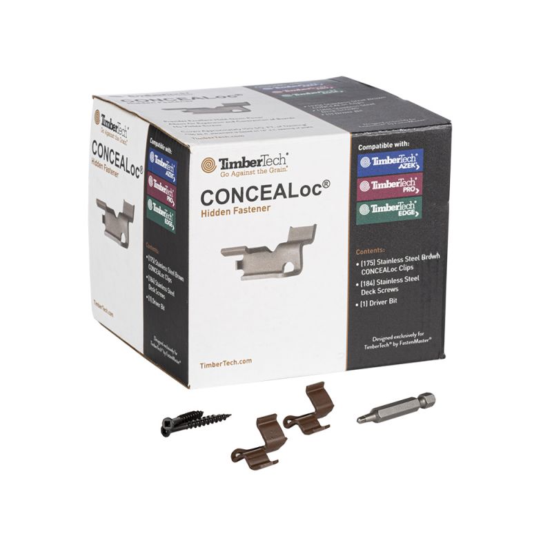 TimberTech CONCEALoc Hidden Fastener 100 SQ FT (175 CONCEALoc fasteners, 184 screws and drive bit)