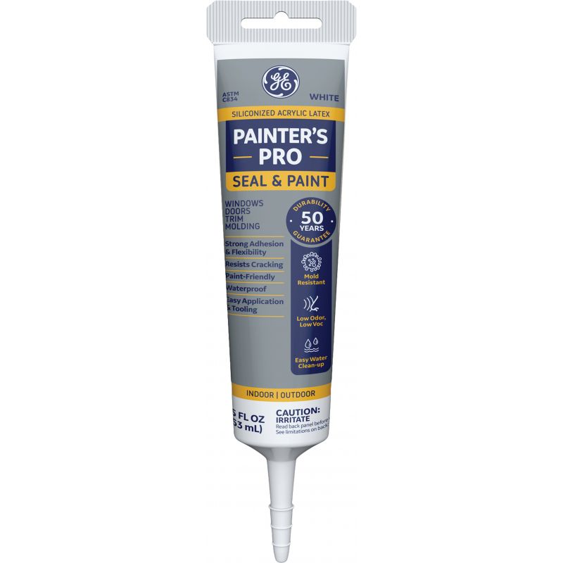 GE Siliconized Acrylic Painter&#039;s Pro Latex Caulk White, 5.5 Oz.
