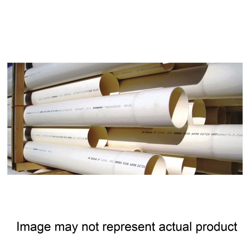 JM Eagle 2733 Sewer Pipe, 3 in, 10 ft L, Solvent Weld, PVC, White White