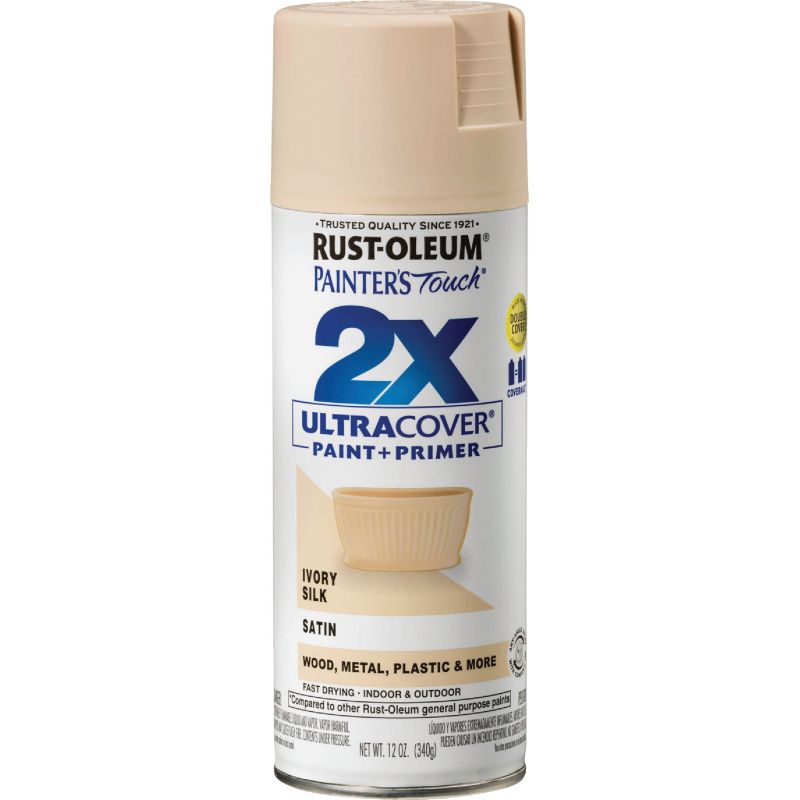 Rust-Oleum Painter&#039;s Touch 2X Ultra Cover Paint + Primer Spray Paint Ivory Silk, 12 Oz.