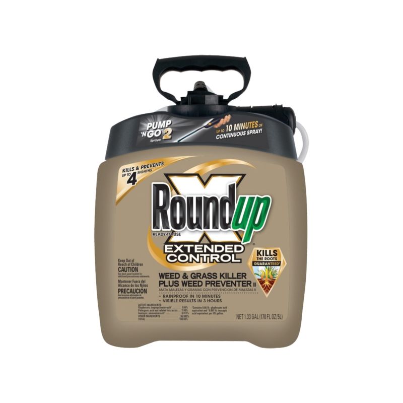 Roundup EXTENDED CONTROL 5725070 Weed and Grass Killer Plus Weed Preventer II, Liquid, Spray Application, 1.33 gal Clear