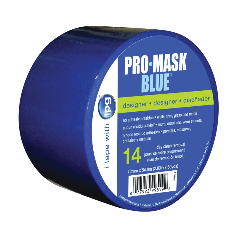 IPG PMD72 Masking Tape, 60 yd L, 2.83 in W, Crepe Paper Backing, Dark Blue Dark Blue