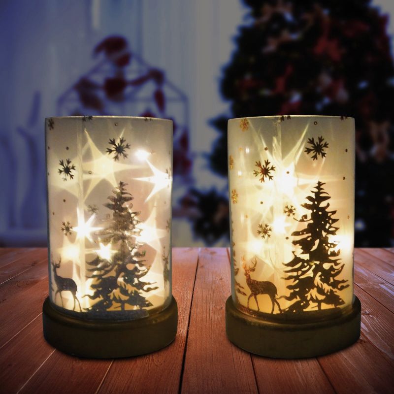 Alpine Silver or Gold LED Lantern Holiday Decoration 4 In. W. X 7 In. H. X 4 In. L.