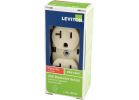 Leviton Shallow Commercial Grade Duplex Outlet Ivory, 20
