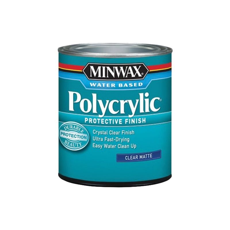 Minwax Polycrylic 222224444 Waterbased Polyurethane, Matte, Liquid, 0.5 pt