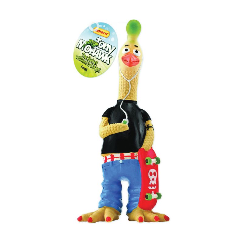 Ruffin&#039;It 80535 Dog Toy, S, Tony Mohawk Chicken, Rubber S