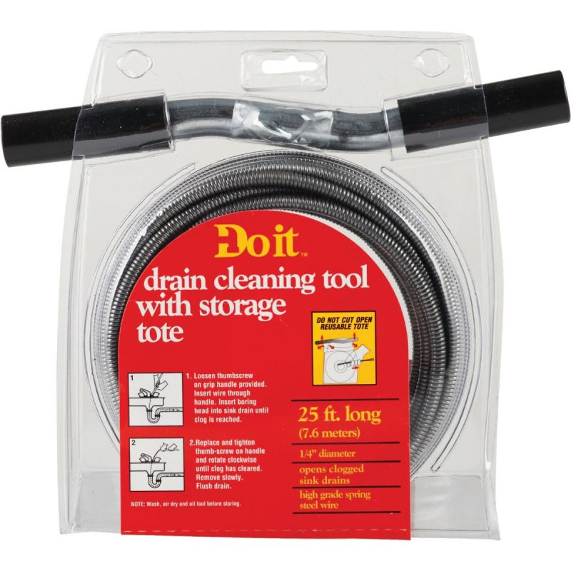 DrainX Drain Auger 25-Ft Plumbing Snake Flexible Steel Drain Cleaning Cable  