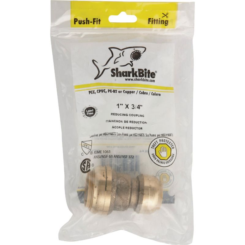 SharkBite Push-to-Connect Brass Reducing Coupling 1&quot; X 3/4&quot;