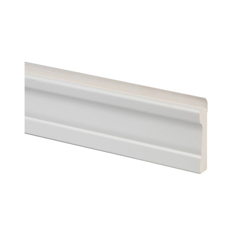Inteplast Group 16230800891 Wainscot Base Moulding, 8 ft L, 1-5/8 in W, 11/16 in Thick, PVC, White White