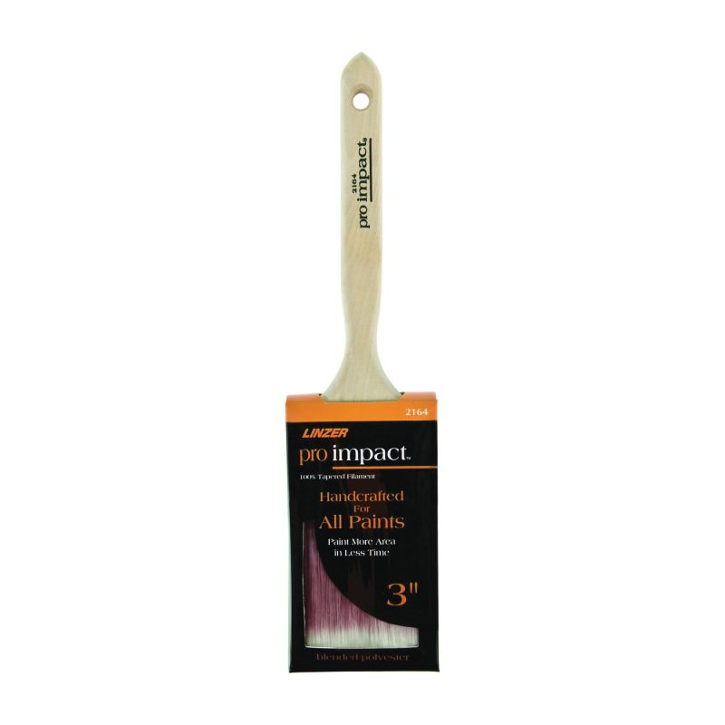 Linzer WC 2164-3 Paint Brush, 3 in W, 3 in L Bristle, Polyester Bristle, Sash Handle Natural Handle