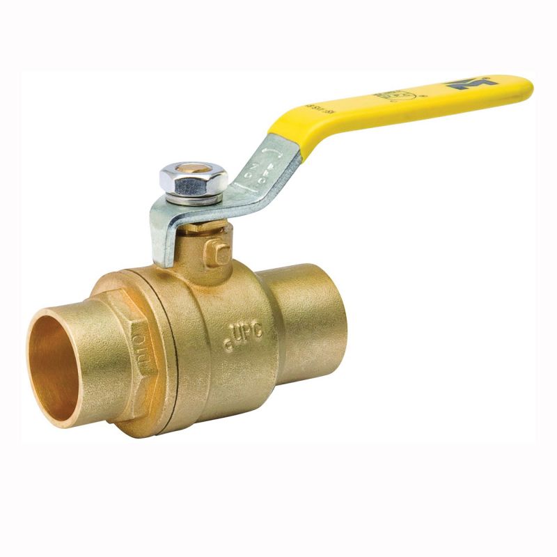 B &amp; K 107-847NL Ball Valve, 1-1/2 in Connection, Compression, 600/150 psi Pressure, Manual Actuator, Brass Body