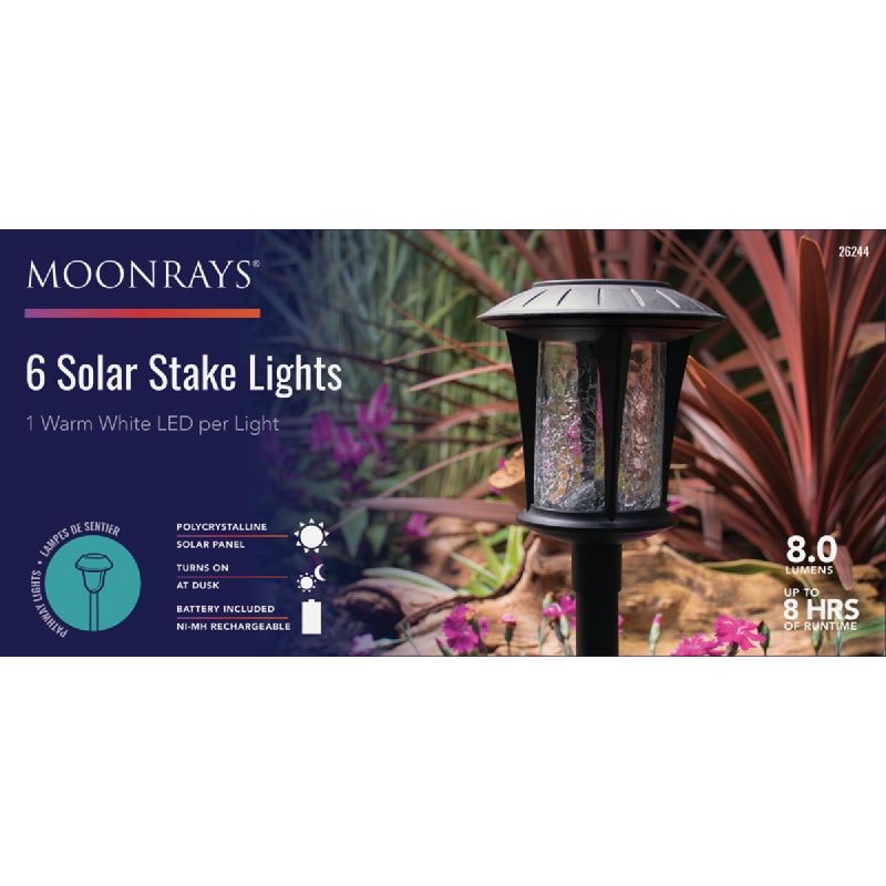 Moonrays Crackle Glass Solar Stake Light Set Black