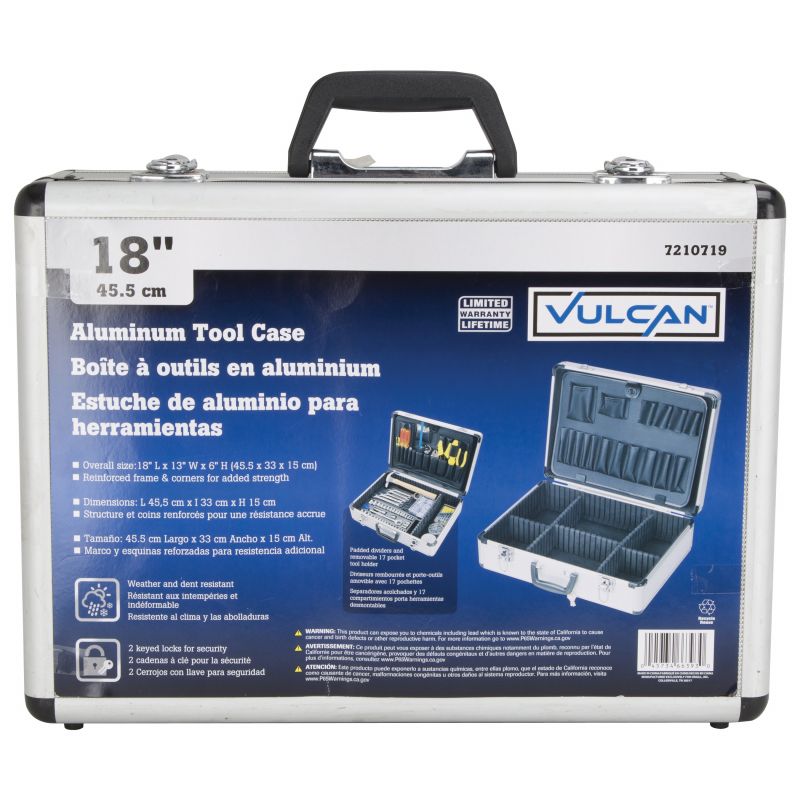 Vulcan JL-10054 Storage Box, 17 in L x 12-1/4 in W x 5 in H, Aluminum, Silver, 18 in L x 13 in W x 6 in H Outside Silver