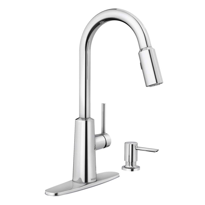 Moen Nori Series 87066SRS Kitchen Faucet, 1.5 gpm, 1-Faucet Handle, Stainless Steel, Stainless Steel, Deck Mounting