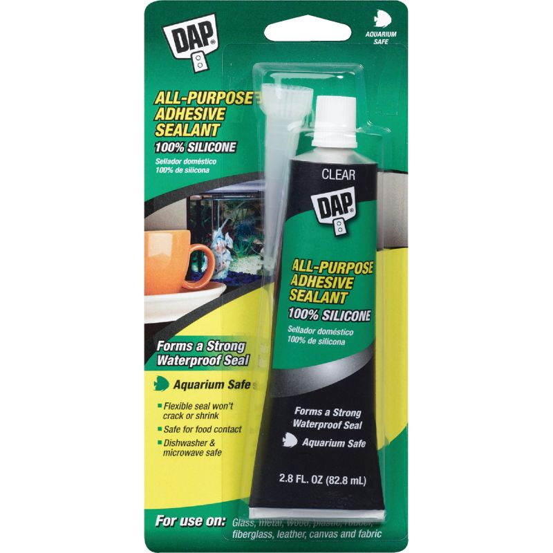 DAP All-Purpose 100% Silicone Adhesive Sealant Clear, 2.8 Oz.
