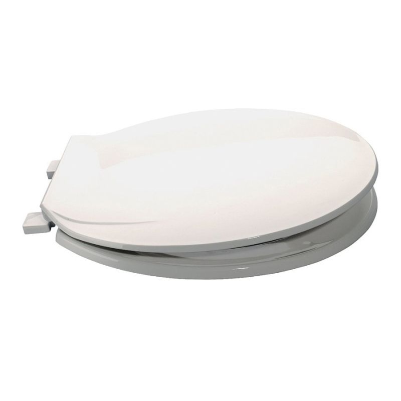 ProSource KJ-883A1-WH Toilet Seat, Round, Plastic, White, Plastic Hinge White