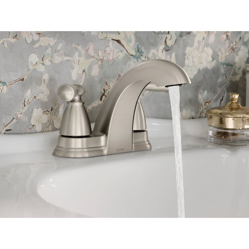 Moen Banbury 2-Lever Handle Low-Arc Bathroom Faucet with Pop-Up
