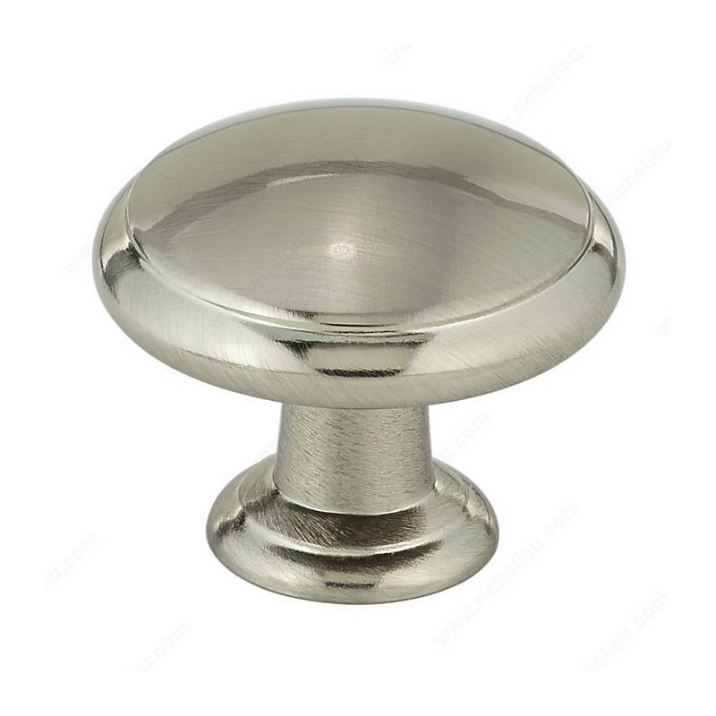 Richelieu BP80930195 Knob, 31/32 in Projection, Metal, Brushed Nickel 1-3/16 In, Gray, Transitional
