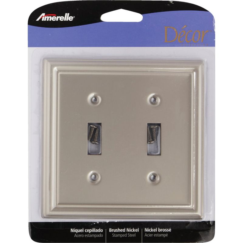 Amerelle Chelsea Stamped Steel Switch Wall Plate Brushed Nickel