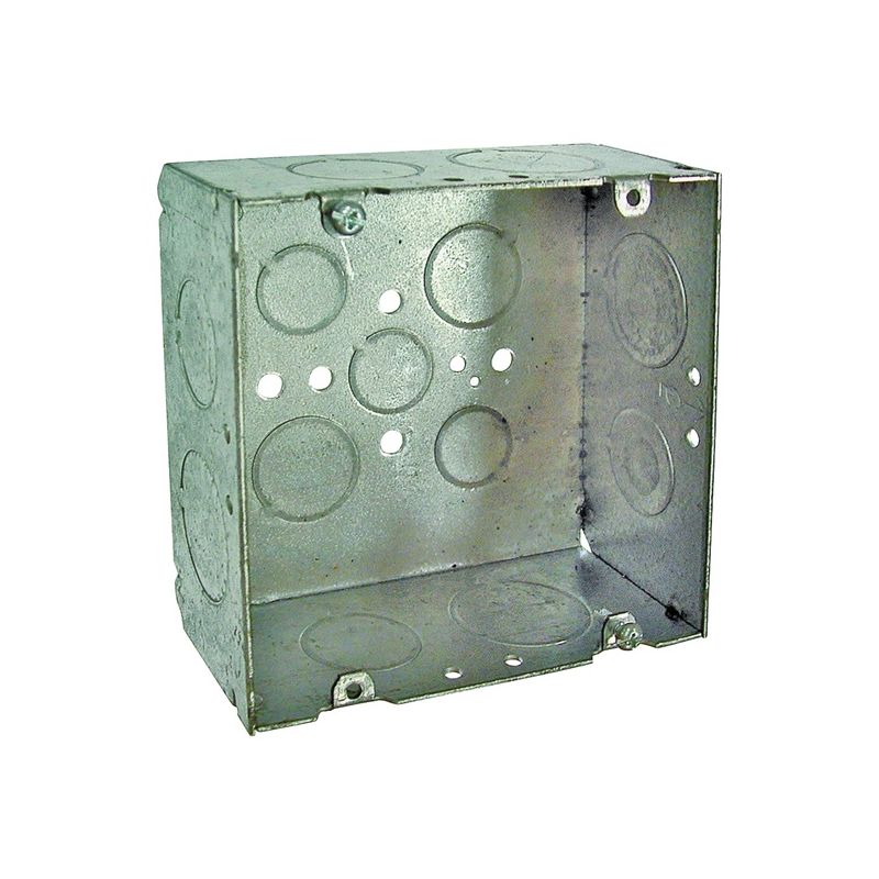Raco 8265 Outlet Box, 2-Gang, 12-Knockout, Steel, Gray, Ceiling Gray
