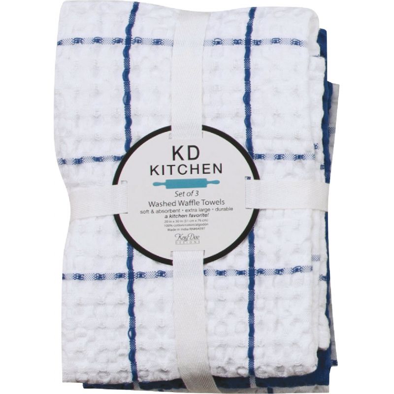 Kay Dee Designs Washed Waffle Kitchen Towel Blue (Pack of 2)