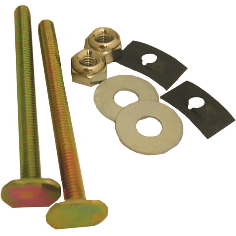 Lasco Brass Toilet Bolts With Retainers Washers And Nuts 1/4 In. X 3-1/2 In.