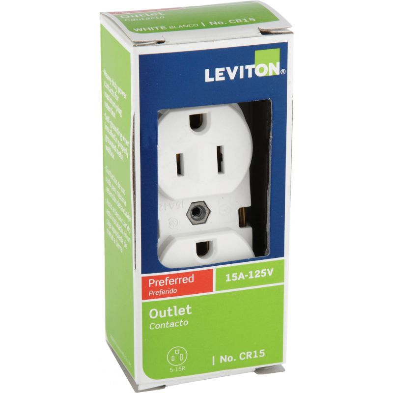 Leviton Commercial Grade Duplex Outlet White, 15