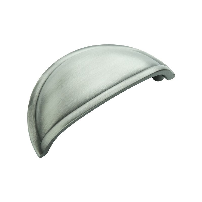 Amerock Cup Pulls Series BP53010AS Cup Cabinet Pull, 3-7/16 in L Handle, 1-5/8 in H Handle, 1 in Projection, Zinc Traditional