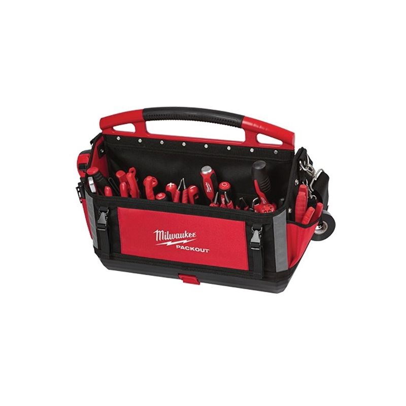 Milwaukee 48-22-8320 Tool Tote, 20 in W, 11 in D, 17 in H, 32-Pocket, Polyester, Red Red