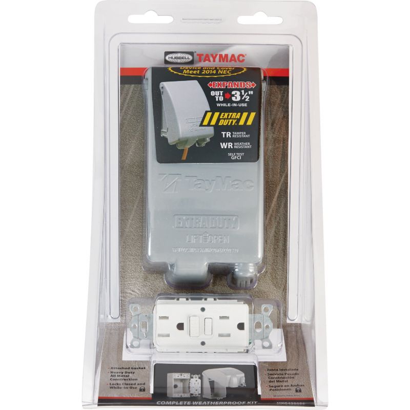 TayMac Weatherproof In-Use Outdoor GFCI Kit Gray