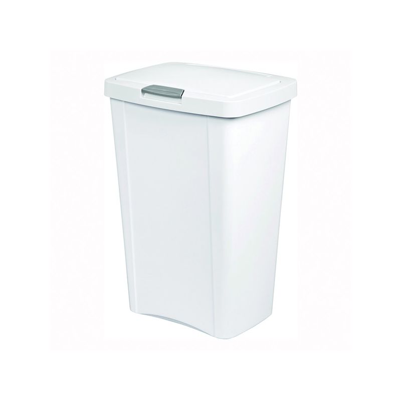 Sterilite TouchTop 10458004 Waste Basket with Latch, 13 gal Capacity, White, 24-3/4 in H 13 Gal, White