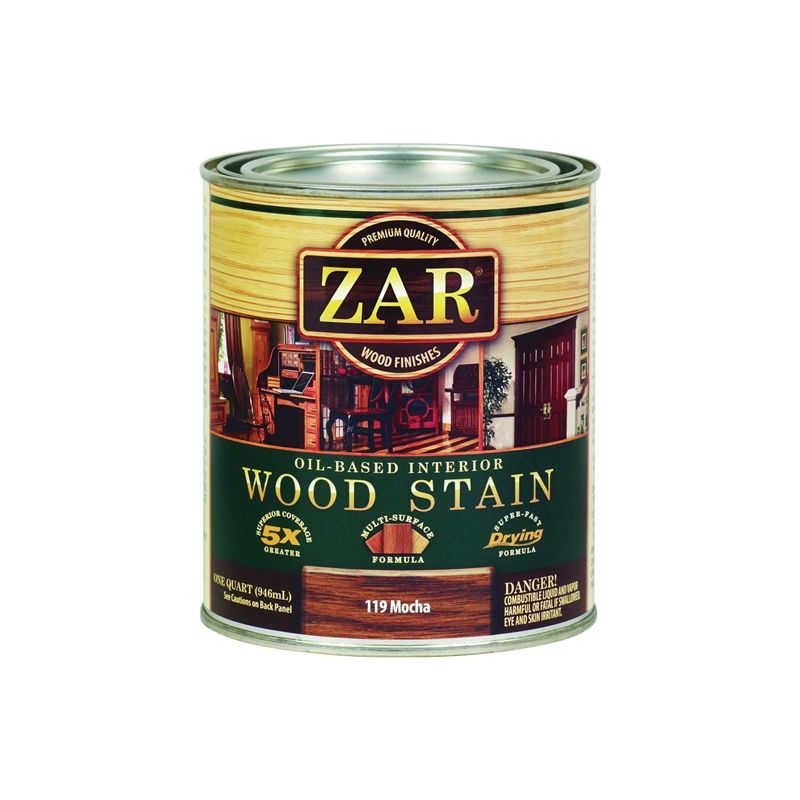 ZAR 11912 Wood Stain, Mocha, Liquid, 1 qt, Can Mocha