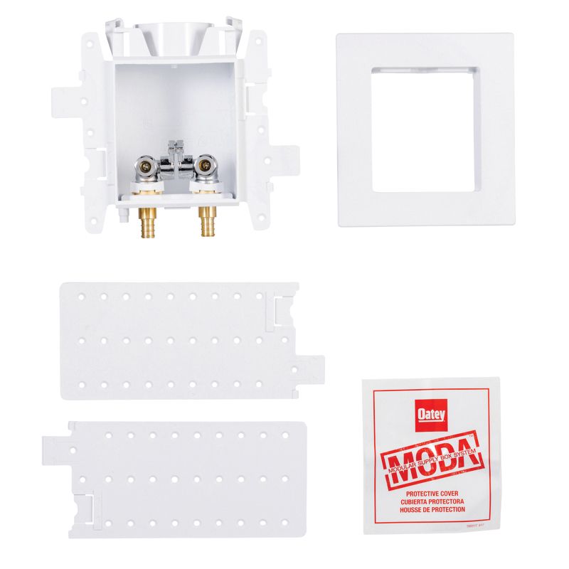 Oatey MODA 37743 Lavatory Supply Box, 3/8 in Connection, Copper, PVC, White White