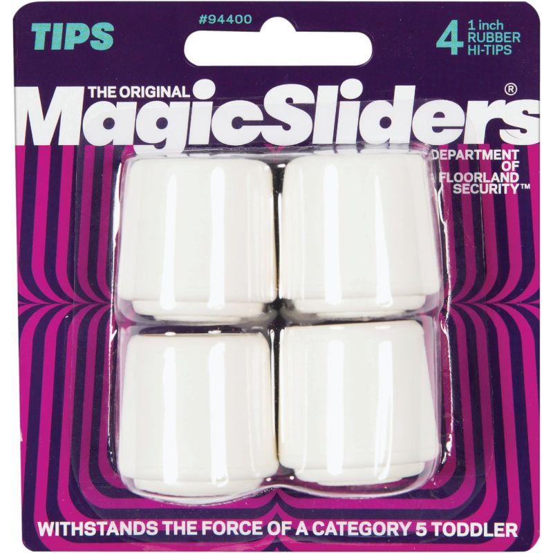 Magic Sliders Rubber Leg Tip 1 In., White