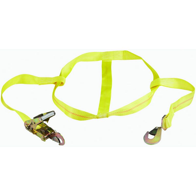 ProSource FH4016 Tie-Down, 2 in W, 14-7/8 in L, Polyester Webbing, Metal Ratchet, Yellow, 3333 lb Yellow