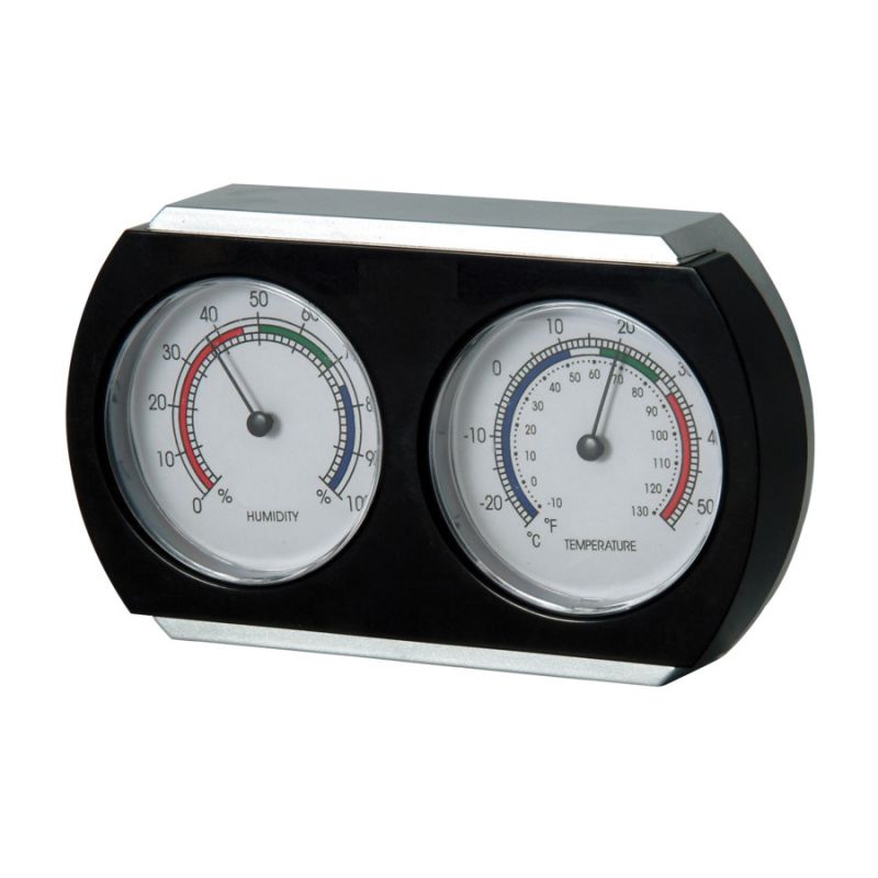 Thermor TR415 Hygrometer, -10 to 130 deg F, Black/Silver Black/Silver