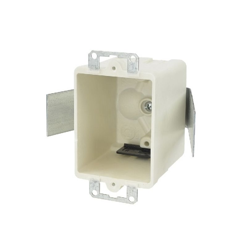 fiberglassBOX 9361-ESK Switch/Outlet Box, 1-Gang, 2-Outlet, 4-Knockout, Fiberglass/Polyester, Off-White, Bracket Off-White