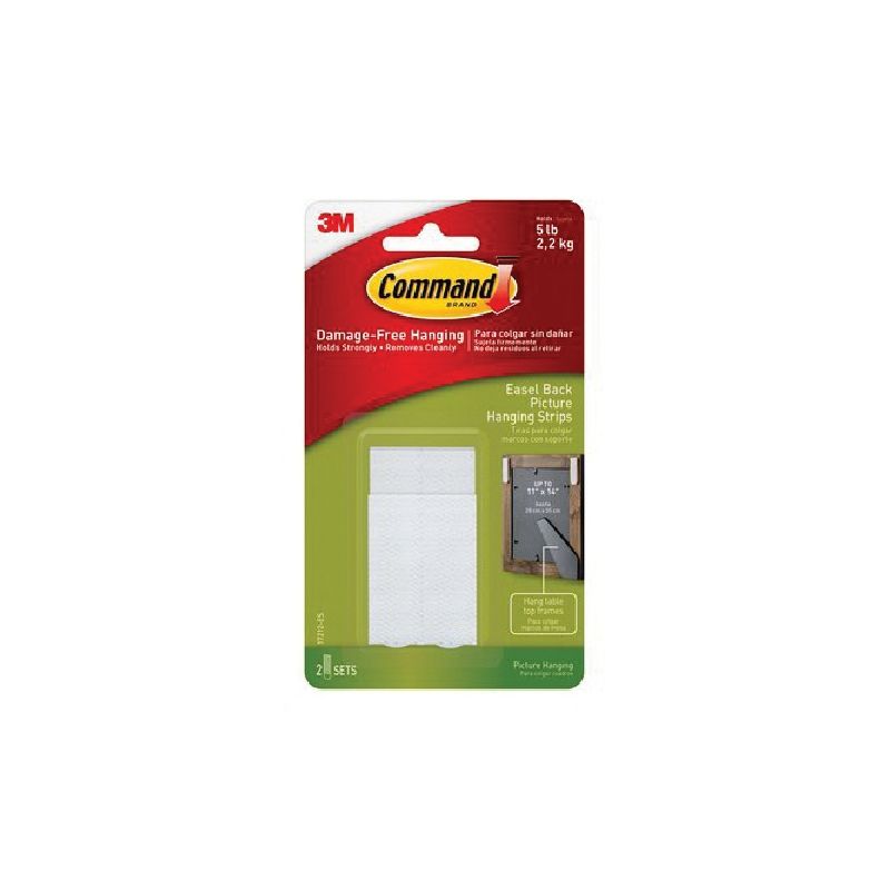Command 17212-ES Medium Easel Picture Hanging Strip, Foam Backing, White, 5 lb White (Pack of 6)
