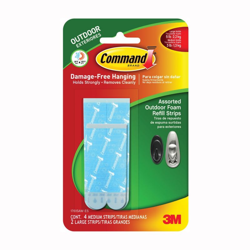Command 17615AW-ES Refill Strip, 1/32 in Thick, White, 5 lb White