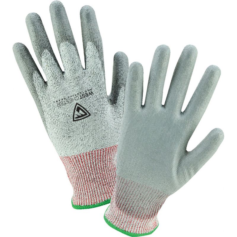 West Chester Protective Gear Cut Resistant Polyurethane Coated Glove L, Gray