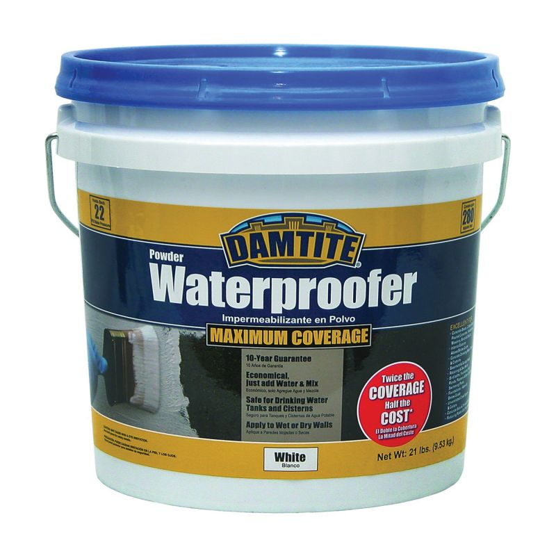 Damtite 01211 Powder Waterproofer, White, Powder, 21 lb Pail White