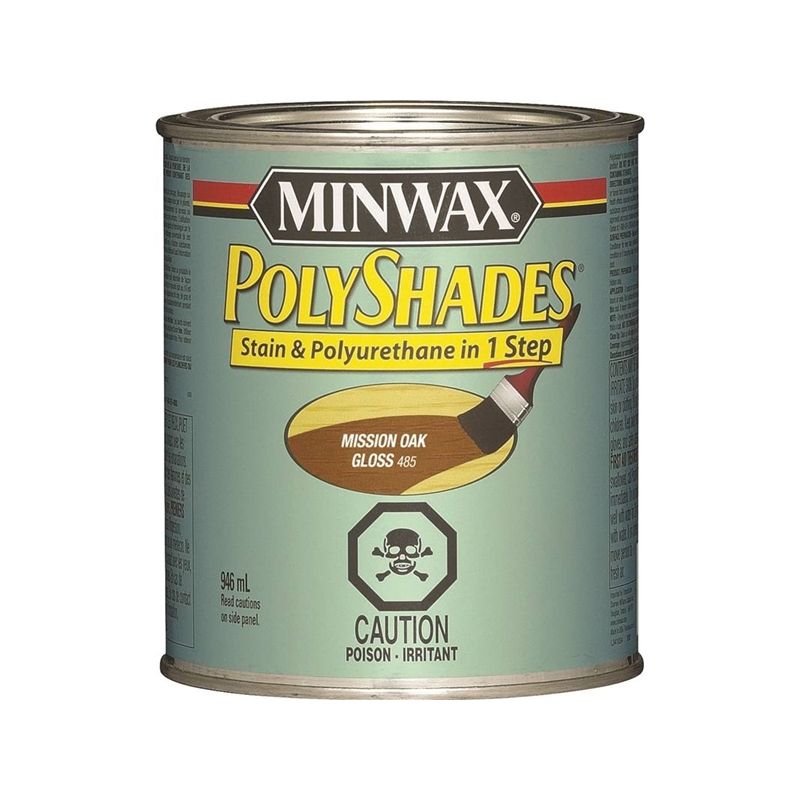 Minwax PolyShades CM3485300 Stain and Polyurethane, Gloss, Liquid, Mission Oak, 946 mL, Can Mission Oak