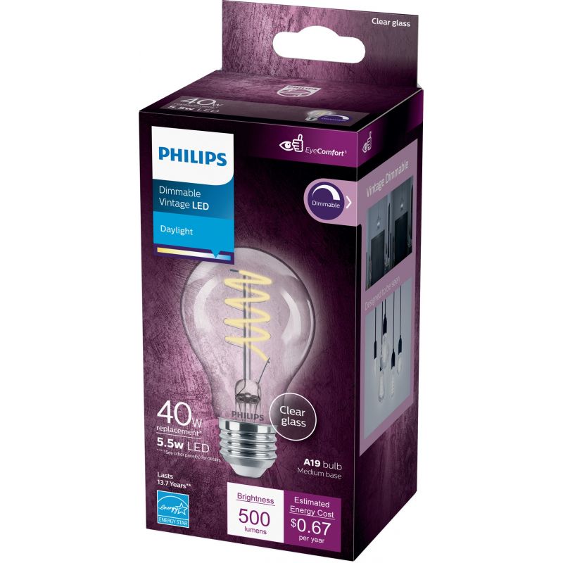 Philips Dimmable Vintage LED A19 Light Bulb