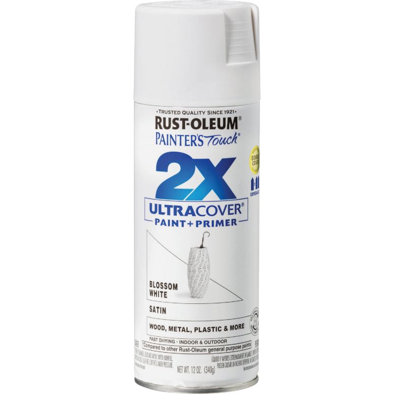 Rust-Oleum Painter&#039;s Touch 2X Ultra Cover Paint + Primer Spray Paint Blossom White, 12 Oz.