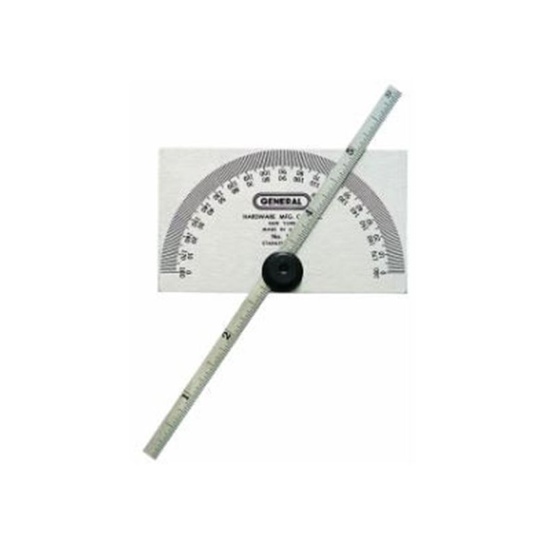 General 19 Protractor and Depth Gauge, 0 to 180 deg, Stainless Steel