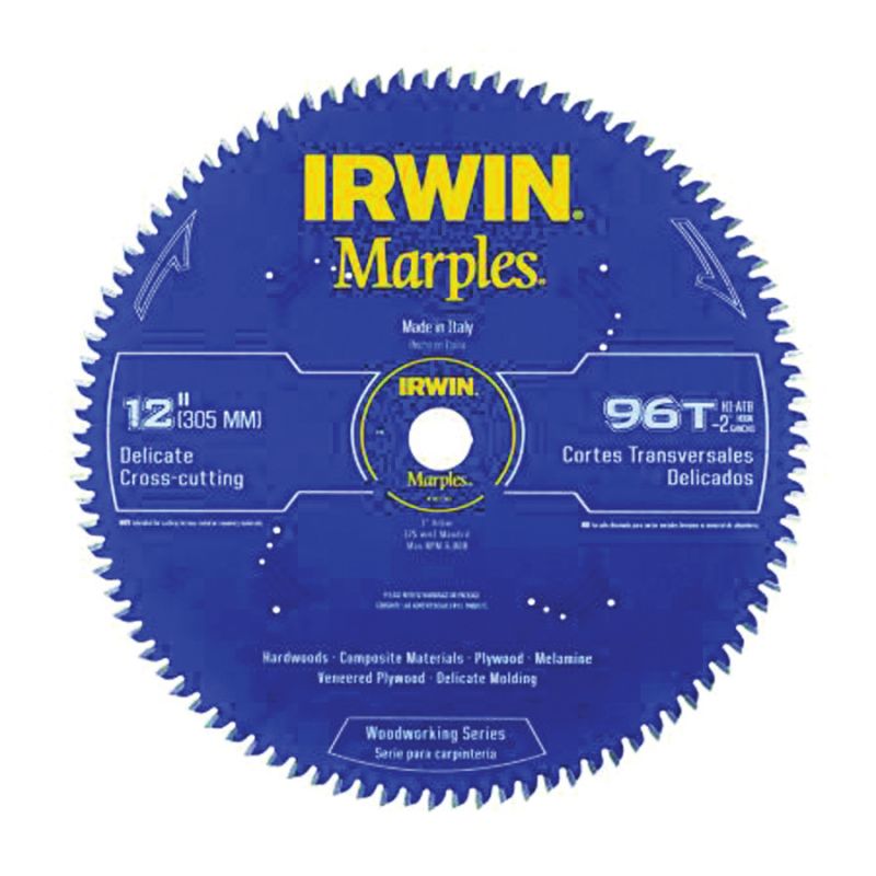 Irwin 1807385 Circular Saw Blade, 12 in Dia, 1 in Arbor, 96-Teeth, Carbide Cutting Edge