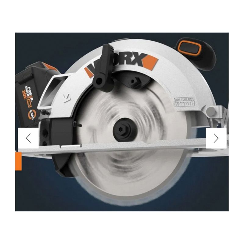 WORX WX520L Cordless Circular Saw with Brushless Motor, Battery Included, 20 V, 4 Ah, 7-1/4 in Dia Blade